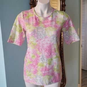 DENIM&CO PINK SPRING FLORAL PRINT TOP